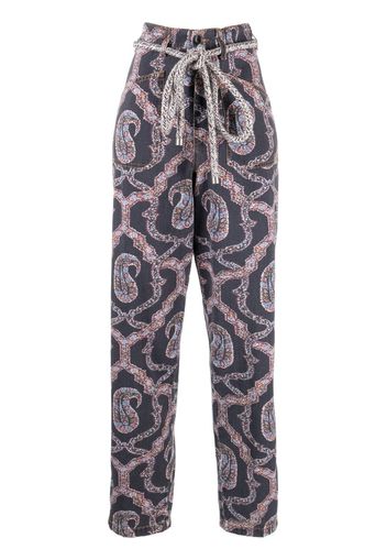 ETRO abstract-pattern tapered-leg trousers - Blu