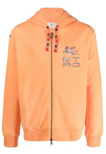 ETRO logo-debossed zip-up hoodie - Arancione