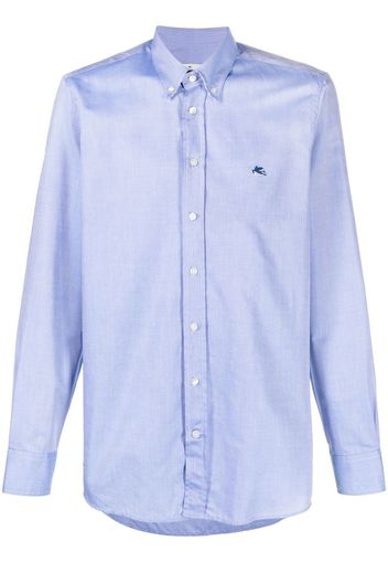 ETRO logo-embroidered long-sleeve shirt - Blu