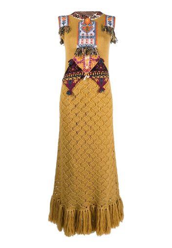 ETRO jacquard-appliqués crochet maxi dress - Giallo