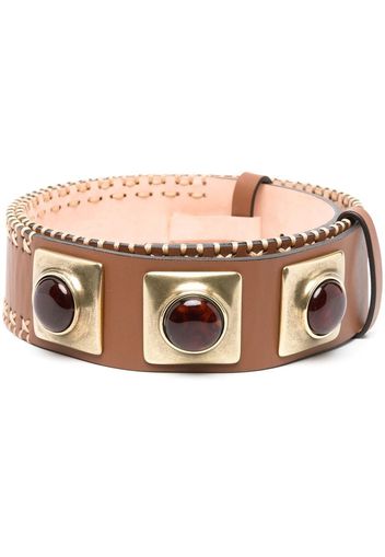 ETRO gemstone-detail leather belt - Marrone