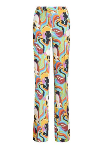 ETRO floral-print straight-leg trousers - Blu