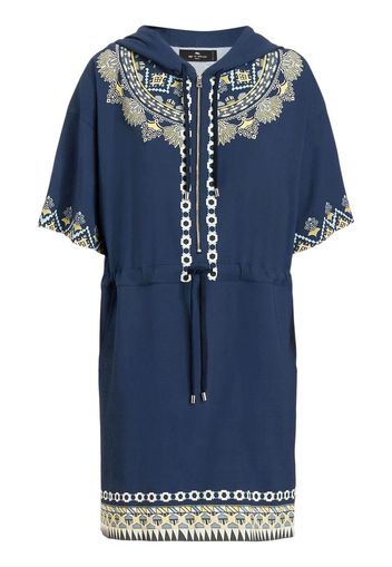 ETRO embroidered-design hooded dress - Blu