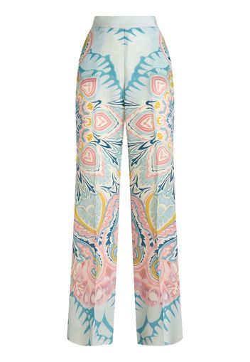 ETRO paisley-print satin-finish trousers - Blu