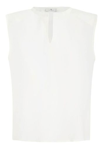 ETRO Blusa smanicata con spacco sul collo - Bianco