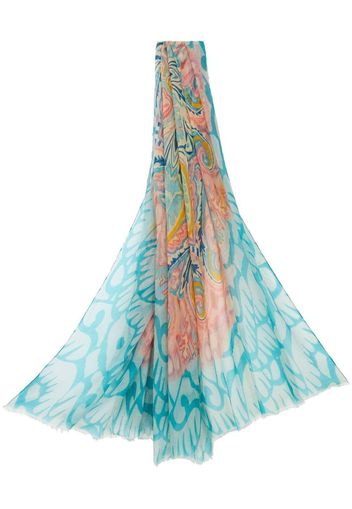 ETRO abstract-print cashmere scarf - Blu