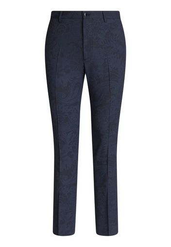 ETRO patterned-jacquard straight-leg trousers - Blu