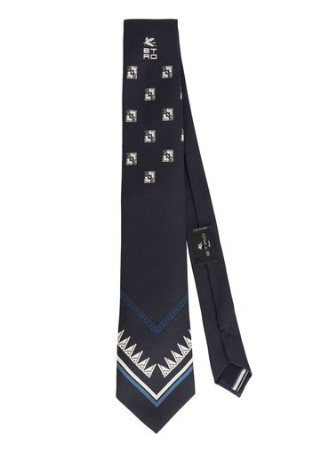 ETRO logo-print silk tie - Nero