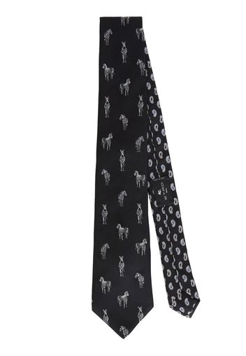 ETRO zebra-print silk tie - Nero