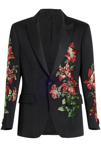 ETRO Blazer monopetto con ricamo a fiori - Nero