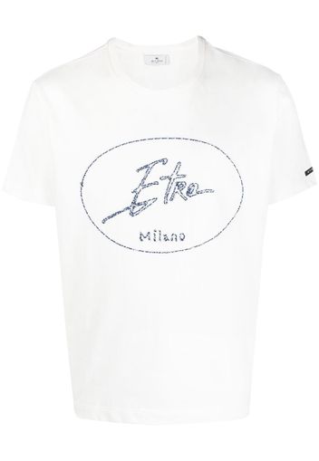 ETRO logo-embroidered cotton T-shirt - Bianco