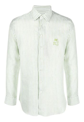 ETRO striped linen long-sleeve shirt - Bianco