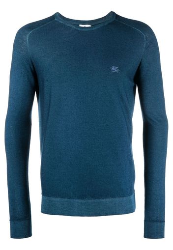 ETRO Pegaso-embroidered wool jumper - Blu