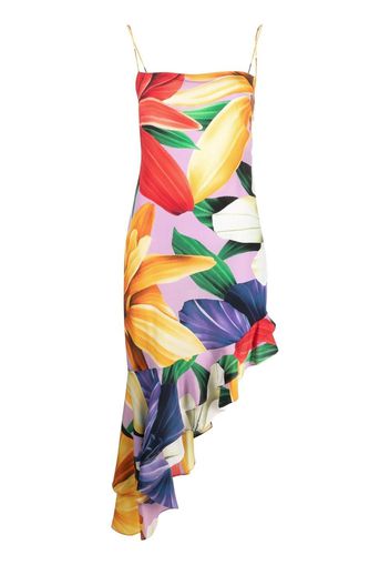 ETRO floral asymmetric midi dress - Rosso