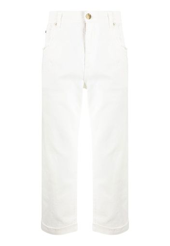 ETRO tonal-embroidered cotton trousers - Bianco