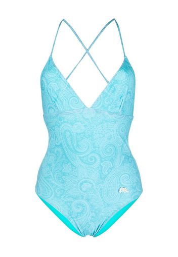 ETRO logo-patch detail swimsuit - Blu