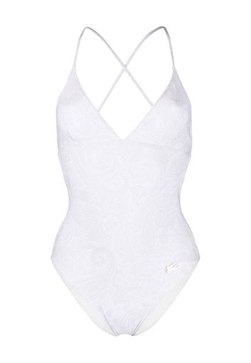 ETRO logo-patch detail swimsuit - Bianco