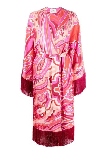 ETRO paisley-print fringed jacket - Rosa