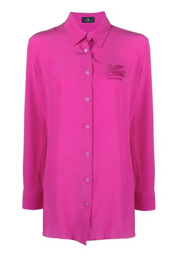 ETRO Pegaso-appliqué silk shirt - Rosa