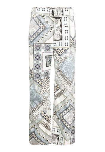 ETRO patchwork-print straight-leg trousers - Bianco