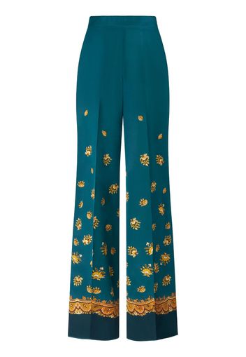 ETRO floral-print silk palazzo pants - Blu