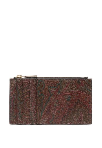 ETRO paisley leather coin-pocket wallet - Marrone