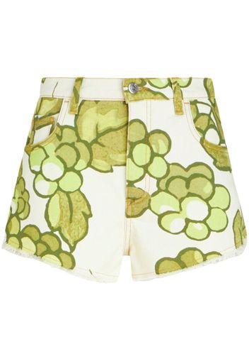 ETRO Berry-print denim shorts - Verde