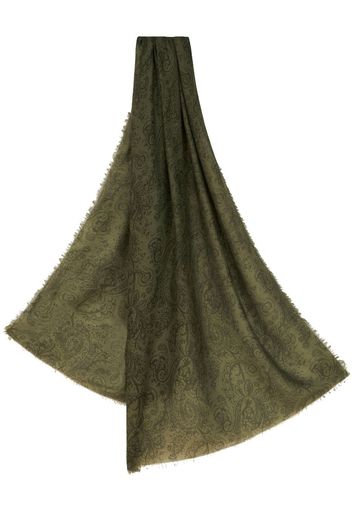 ETRO paisley-print frayed-edge scarf - Verde