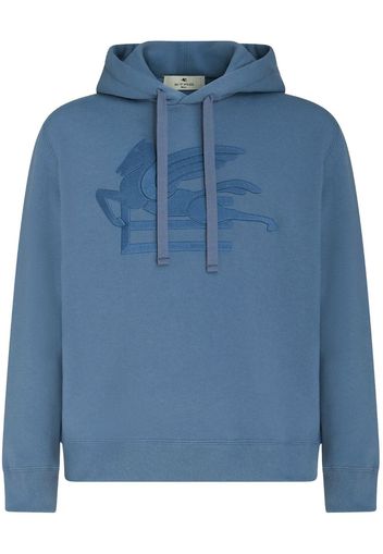 ETRO logo-embroidered cotton hoodie - Blu