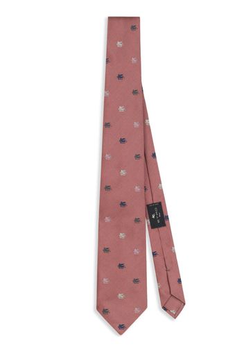 ETRO Pegaso-embroidered silk tie - Rosso