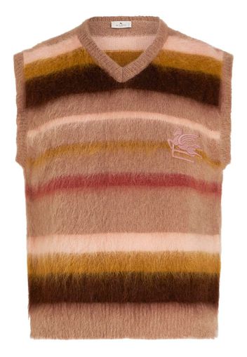 ETRO logo-embroidered mohair-blend sleeveless jumper - Toni neutri