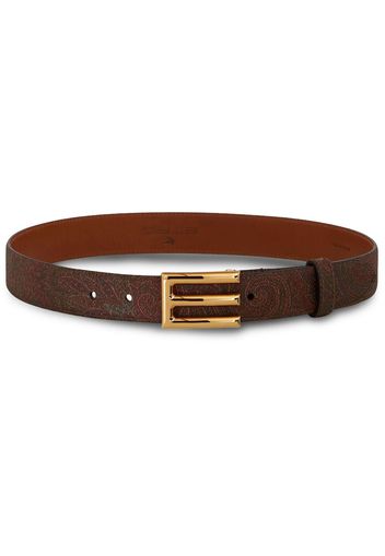 ETRO logo-buckle paisley leather belt - Rosso