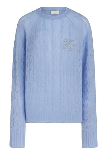 ETRO embroidered-logo cable-knit cashmere jumper - Blu