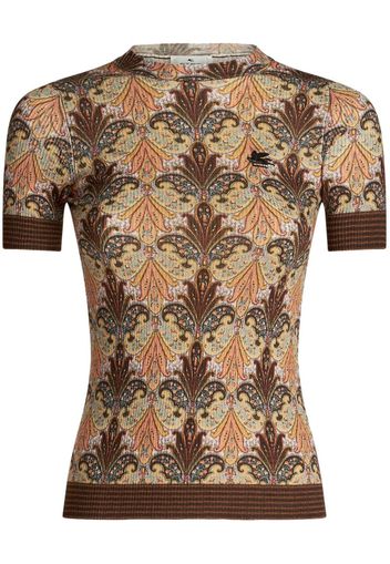 ETRO paisley-print ribbed-knit top - Marrone