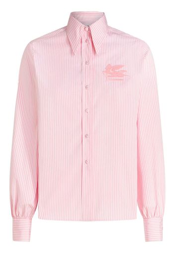 ETRO logo-embroidered striped cotton shirt - Rosa