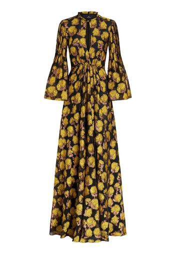 ETRO Dahlia-print pleated maxi dress - Nero