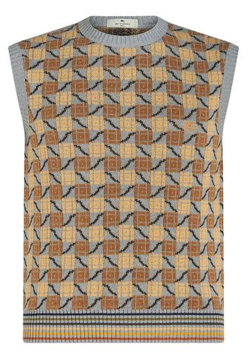 ETRO logo-embroidered sleeveless jumper - Marrone