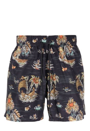 ETRO illustration-style print swim shorts - Blu