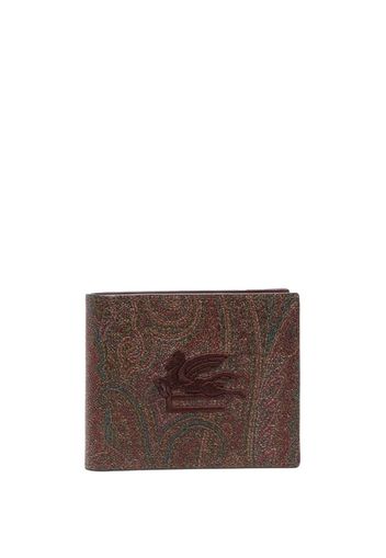 ETRO logo-embroidered leather wallet - Rosso