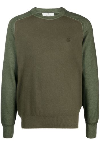 ETRO logo-embroidered virgin wool jumper - Verde