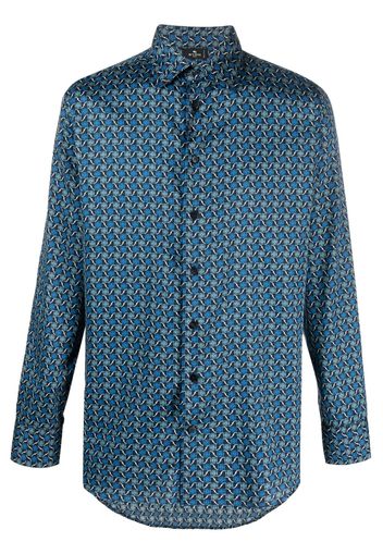 ETRO geometric-pattern long-sleeve shirt - Blu