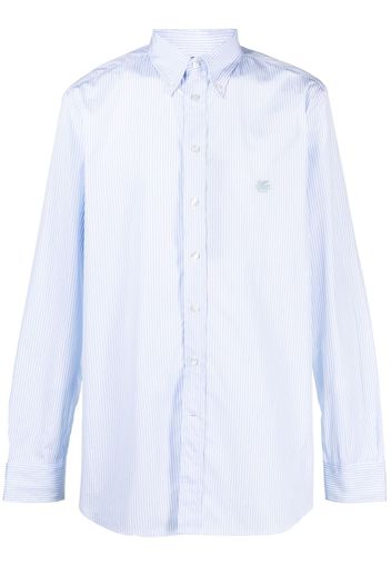 ETRO embroidered-logo striped shirt - Blu