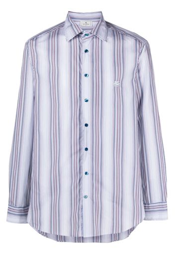 ETRO logo-embroidered striped shirt - Blu