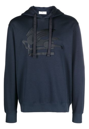 ETRO logo-embroidered cotton hoodie - Blu