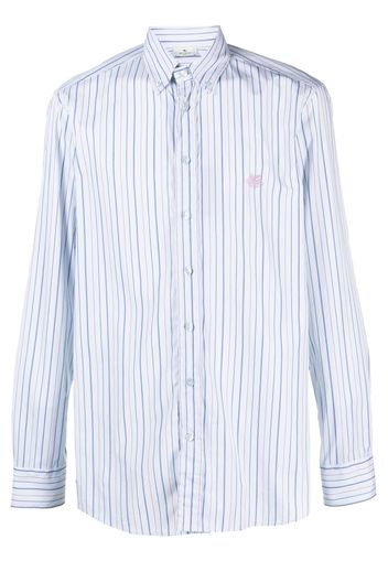 ETRO logo-embroidered striped cotton shirt - Blu