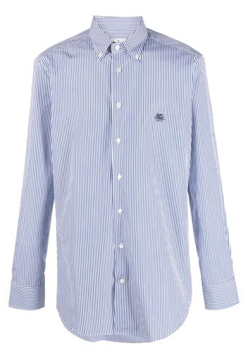 ETRO Pegaso-motif striped cotton shirt - Blu