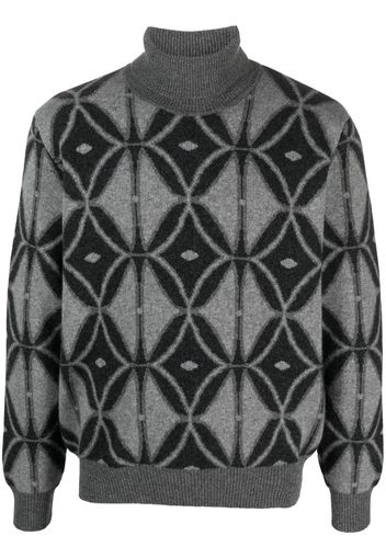 ETRO pattern-intarsia roll-neck jumper - Grigio