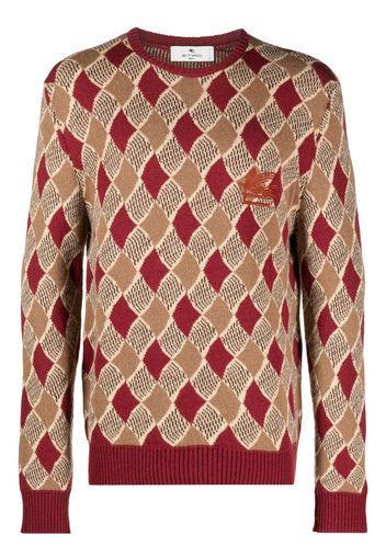 ETRO Diamond-pattern wool jumper - Rosso