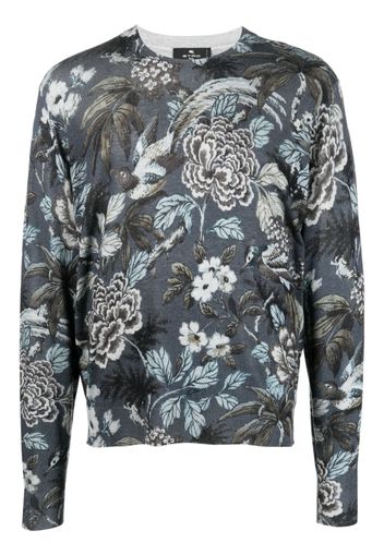 ETRO floral-print cashmere-silk sweatshirt - Blu
