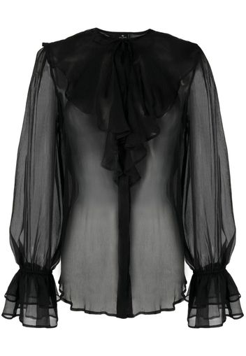 ETRO semi-sheer ruffled blouse - Nero